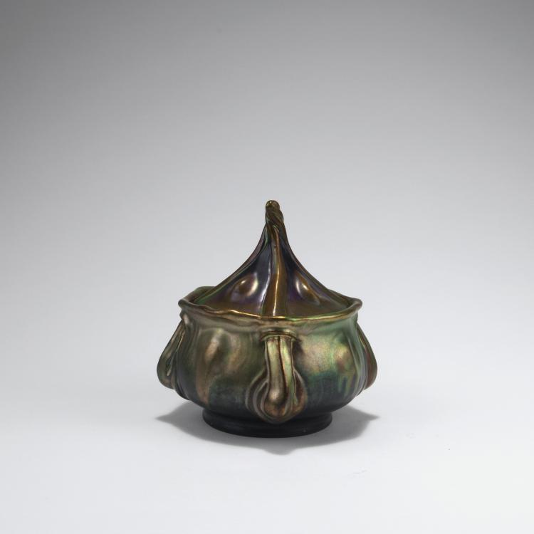 Hauptbild zu Objekt, Deckeldose, 1906-18, Zsolnay, Vilmos, P&eacute;cs, 150B 582