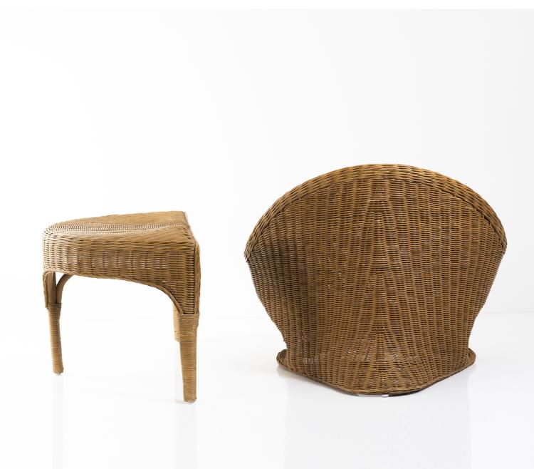 Bild 1 zu Objekt, Wicker armchair and table, 1970s, Italien, 149A 223