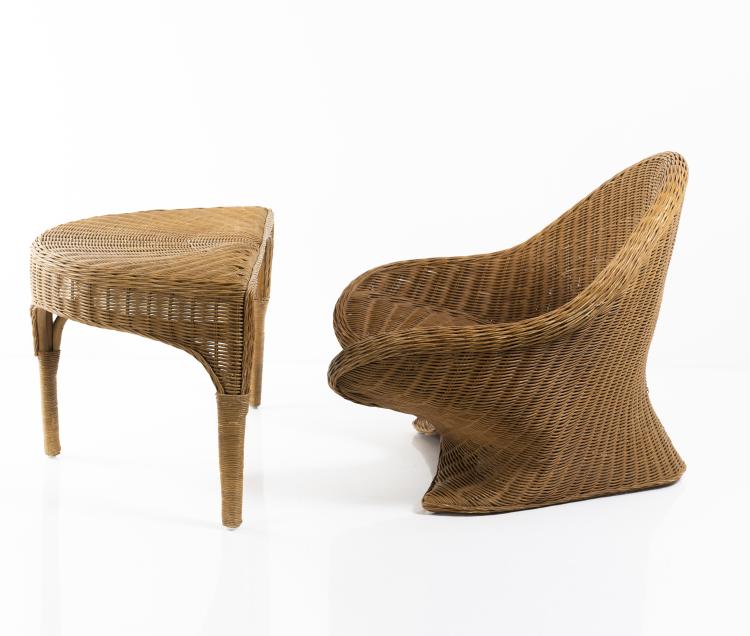 Bild 2 zu Objekt, Wicker armchair and table, 1970s, Italien, 149A 223