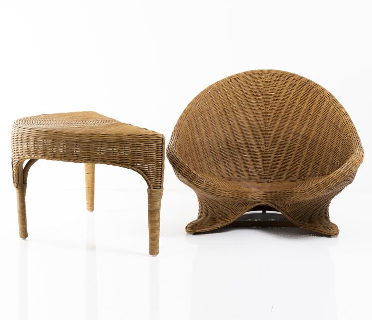 Bild 3 zu Objekt, Wicker armchair and table, 1970s, Italien, 149A 223