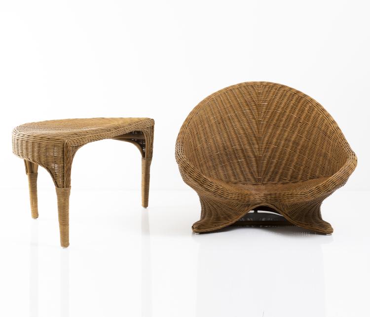 Bild 5 zu Objekt, Wicker armchair and table, 1970s, Italien, 149A 223