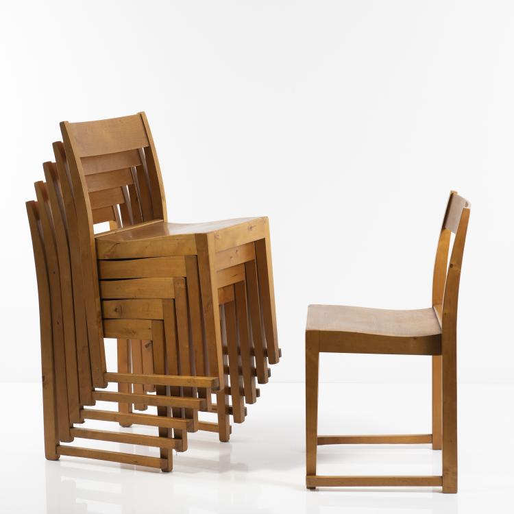Bild 1 zu Objekt, Sechs Stapelst&uuml;hle 'Orkesterstolen', 1932, Sven Markelius, Svenska M&ouml;belfabrikerna, Bodafors, 149B 307