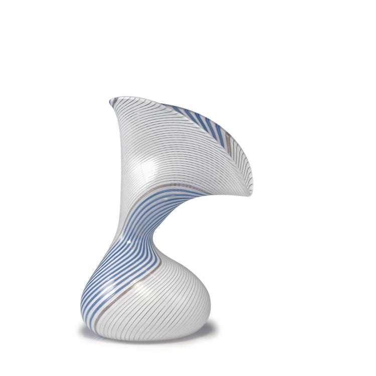 Hauptbild zu Objekt, Vase 'mezza filigrana bianco blu', um 1954, Dino Martens, Toso, Aureliano, Murano, 149C 649
