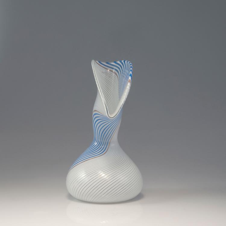 Bild 1 zu Objekt, Vase 'mezza filigrana bianco blu', um 1954, Dino Martens, Toso, Aureliano, Murano, 149C 649
