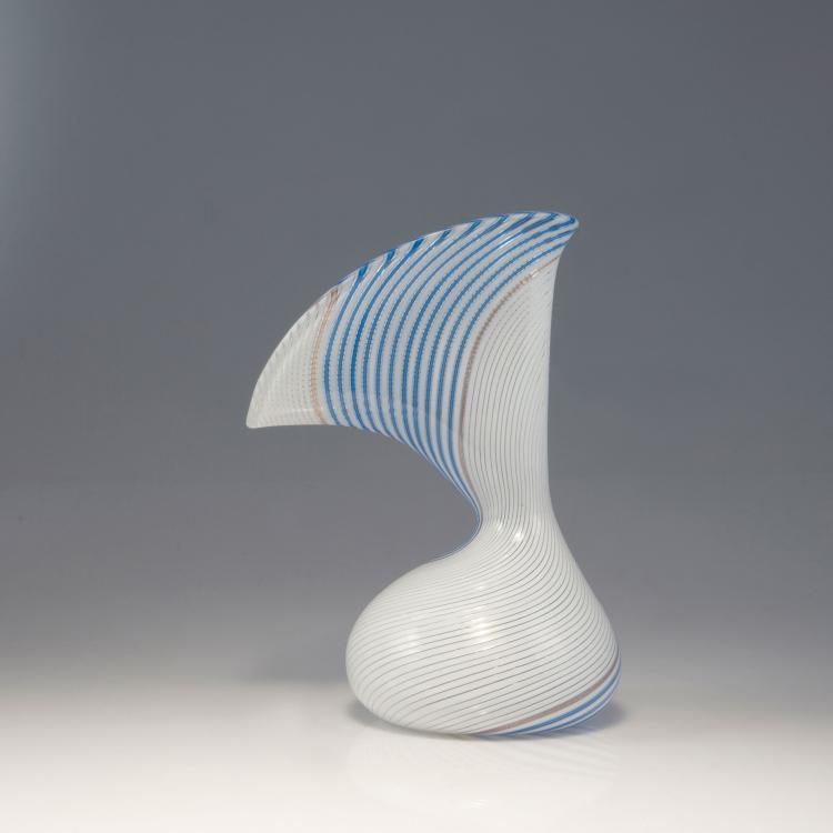 Bild 2 zu Objekt, Vase 'mezza filigrana bianco blu', um 1954, Dino Martens, Toso, Aureliano, Murano, 149C 649