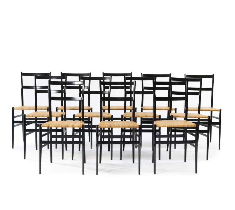 Hauptbild zu Objekt, Zw&ouml;lf St&uuml;hle 'Superleggera', 1957, Gio Ponti, Cassina, Mailand, 149A 80