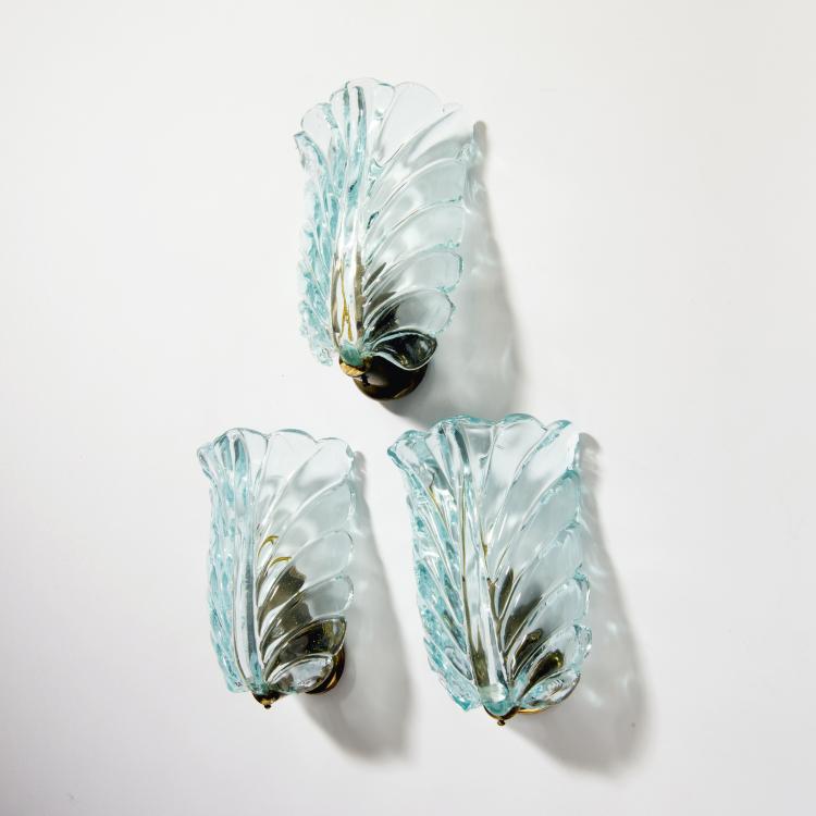 Hauptbild zu Objekt, Three wall lights 'Leaf', 1950s, Murano, 149A 70