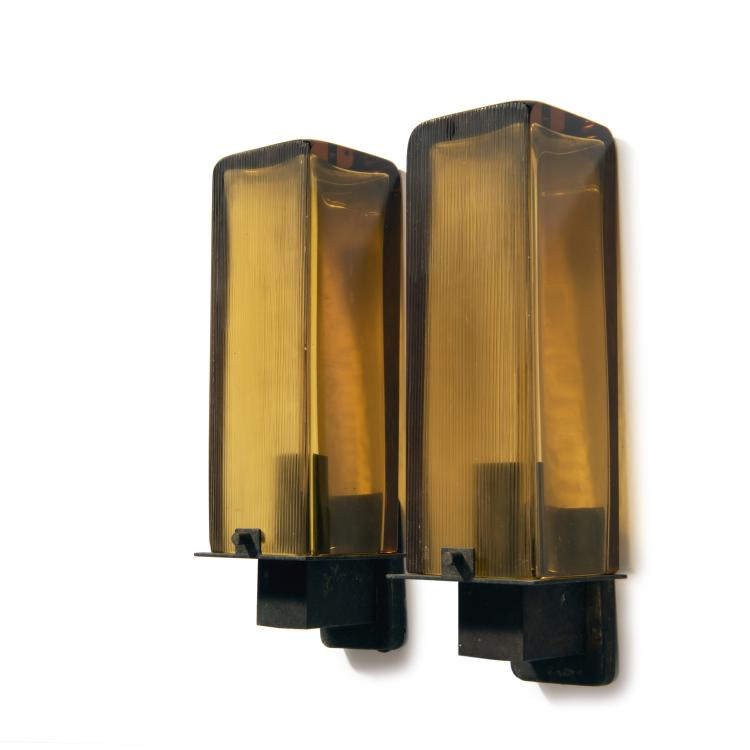 Hauptbild zu Objekt, Six 'Inciso' wall lights, c. 1963, Massimo Vignelli (attributed), Venini & C., Murano (zugeschrieben), 149C 583
