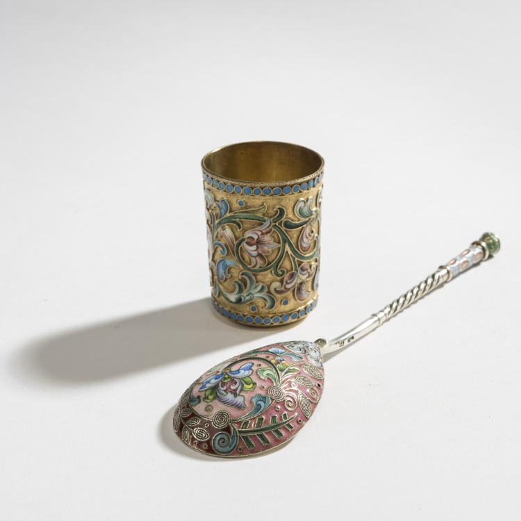 Hauptbild zu Objekt, Becher mit L&ouml;ffel, um 1900, Moskau, 150B 474