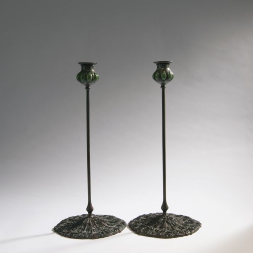 Two 'Wild Carrot' candlesticks, 1906