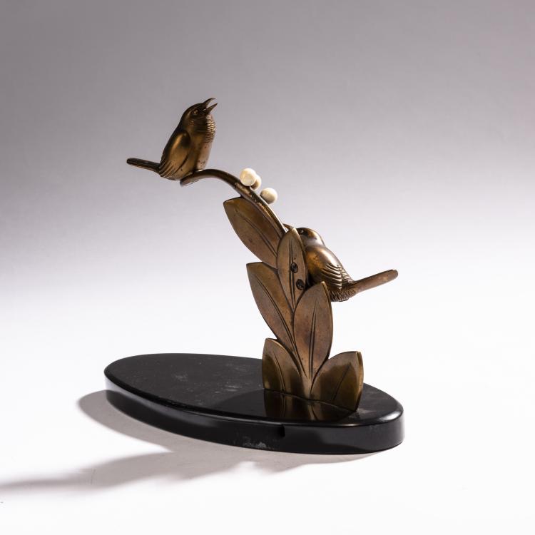 Bild 2 zu Objekt, Zwei V&ouml;gel auf einem Ast sitzend, um 1928, Frankreich, 150B 343