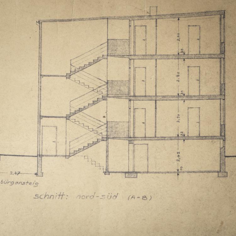 Bild 2 zu Objekt, Architectural plan 'Dessau T&ouml;rten', 1930, Bauhaus Dessau, 151A 27