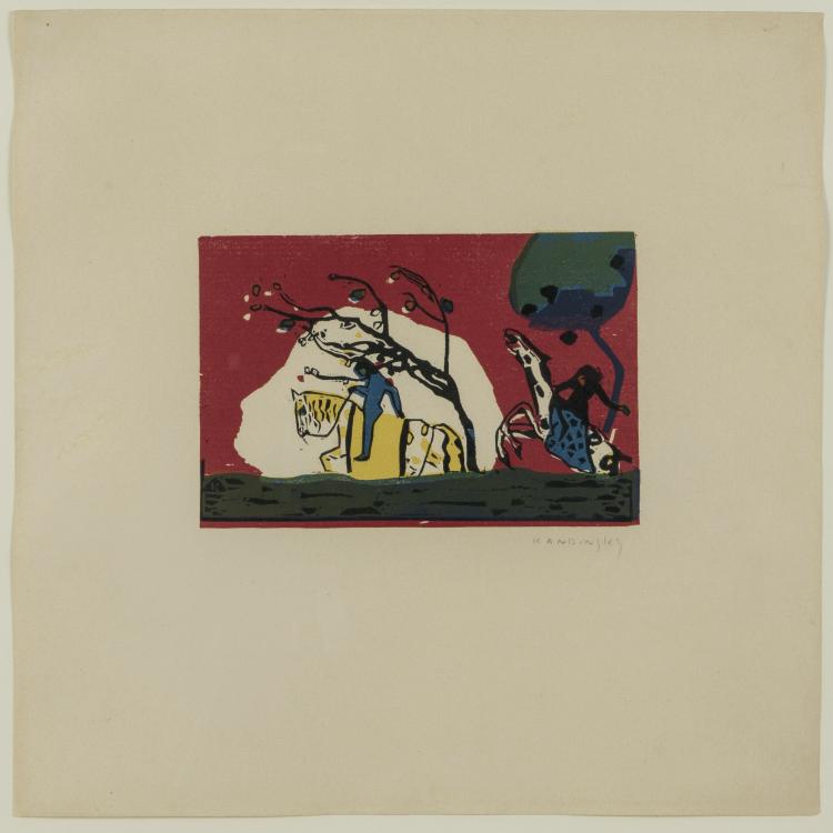 Hauptbild zu Objekt, 'Zwei Reiter vor Rot', 1911, Verlegt von Reinhard Piper & Co, M&uuml;nchen, 151C 634