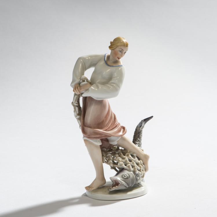 Hauptbild zu Objekt, 'Fischerin', um 1930, Mathilde Jaksch, Augarten, Wien, 150B 567