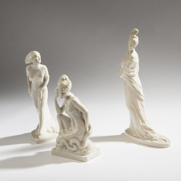 Bild 1 zu Objekt, Three figures 'Vanity', 'Arrogance' and 'Falseness', c. 1916, Franziska Julie Elisabeth von Seeger, Schwarzburger Werkst&auml;tten, Unterwei&szlig;bach, 150B 542
