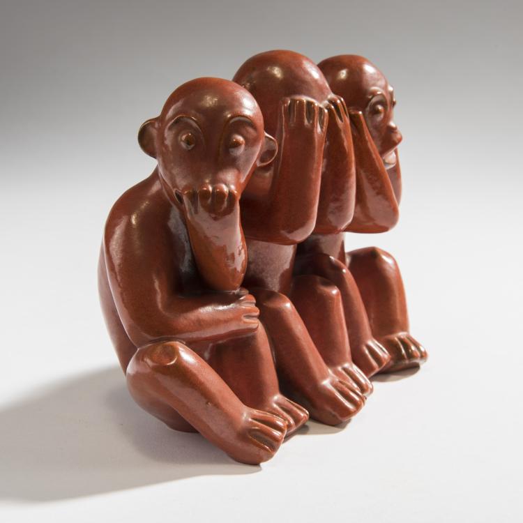Bild 2 zu Objekt, Drei Affen, 1930, Ludwig K&ouml;nig, Karlsruhe, Majolikamanufaktur, 150B 515