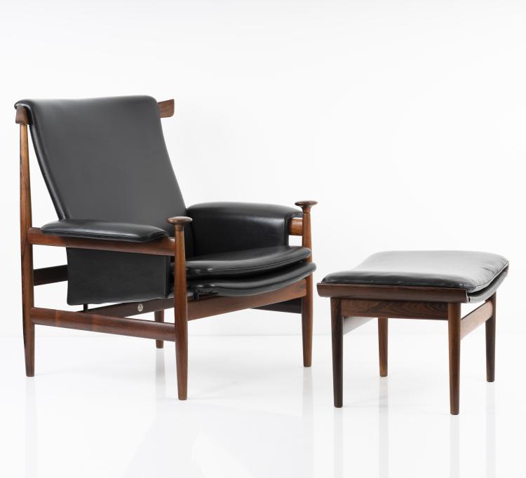 Hauptbild zu Objekt, Sessel 'Bwana' mit Ottoman, um 1958, Finn Juhl, France & S&oslash;n, Kopenhagen, 151B 393