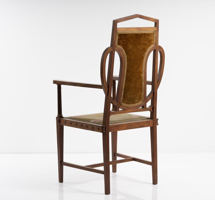 Bild 9 zu Objekt, Armlehnstuhl mit Bezug f&uuml;r den 'Holl&auml;nd'schen Stuhl' von Henry van de Velde, 1898, Henry van de Velde, Scherrebek, Kunstwebschule, 150B 628