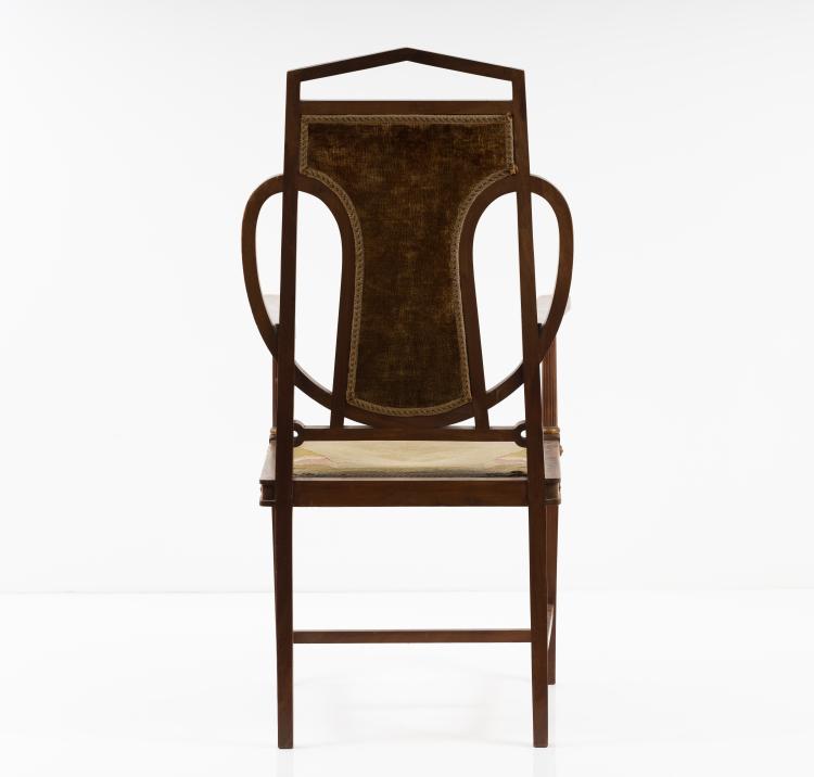 Bild 10 zu Objekt, Armlehnstuhl mit Bezug f&uuml;r den 'Holl&auml;nd'schen Stuhl' von Henry van de Velde, 1898, Henry van de Velde, Scherrebek, Kunstwebschule, 150B 628