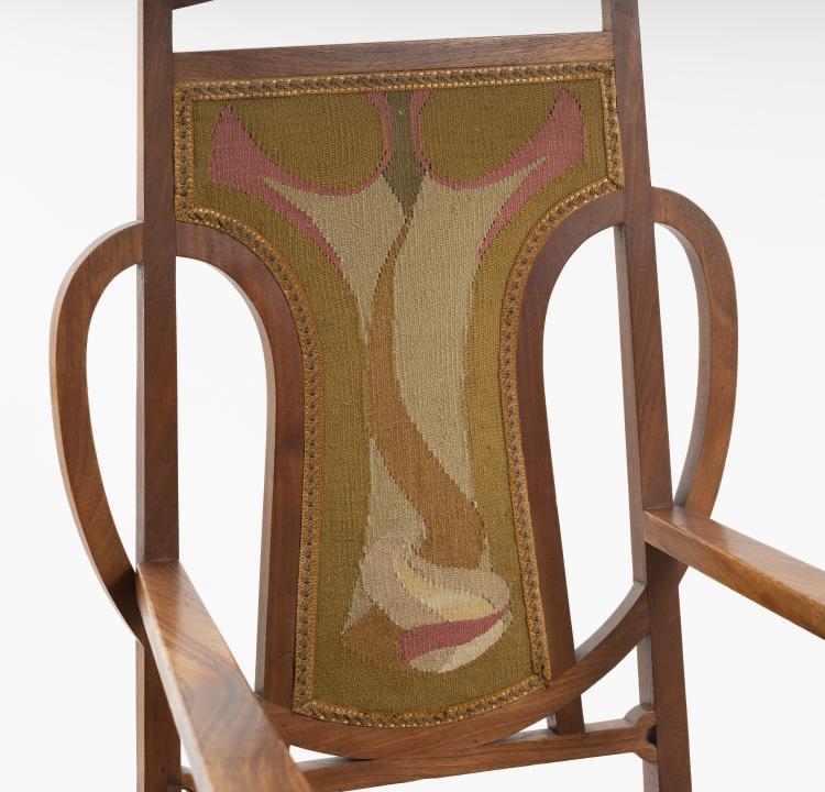 Bild 11 zu Objekt, Armlehnstuhl mit Bezug f&uuml;r den 'Holl&auml;nd'schen Stuhl' von Henry van de Velde, 1898, Henry van de Velde, Scherrebek, Kunstwebschule, 150B 628