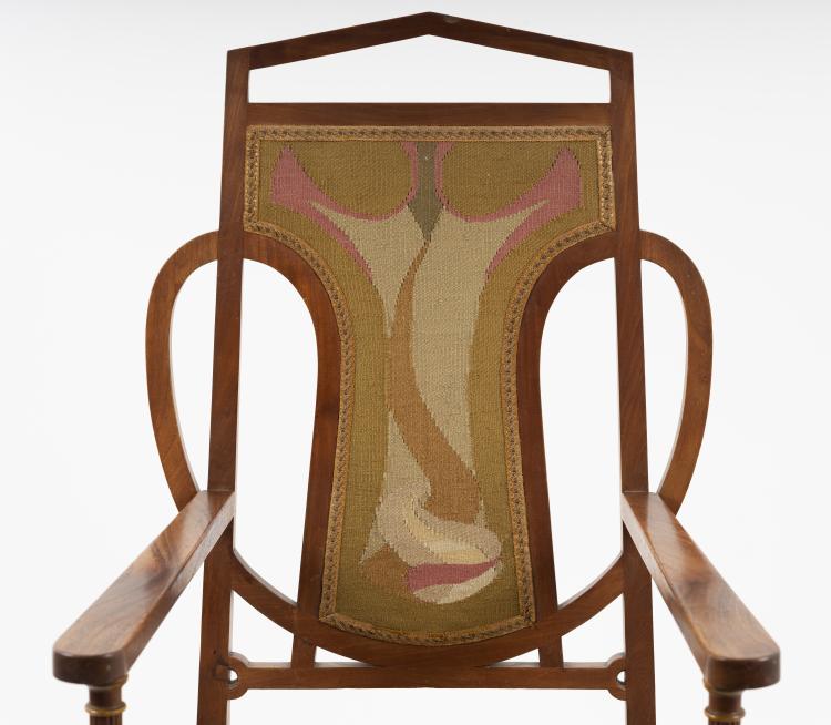 Bild 13 zu Objekt, Armlehnstuhl mit Bezug f&uuml;r den 'Holl&auml;nd'schen Stuhl' von Henry van de Velde, 1898, Henry van de Velde, Scherrebek, Kunstwebschule, 150B 628