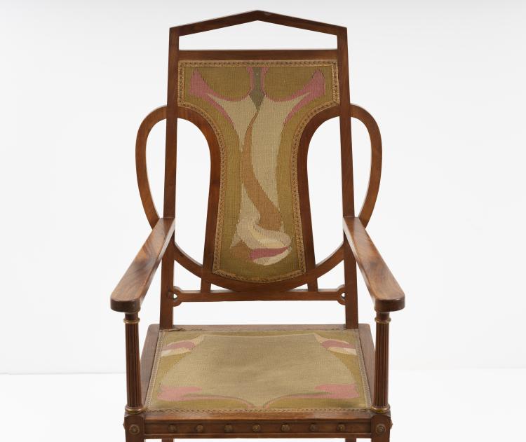 Bild 14 zu Objekt, Armlehnstuhl mit Bezug f&uuml;r den 'Holl&auml;nd'schen Stuhl' von Henry van de Velde, 1898, Henry van de Velde, Scherrebek, Kunstwebschule, 150B 628