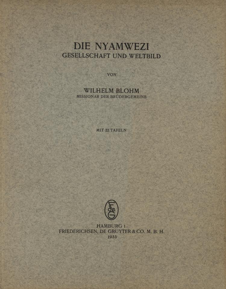 Hauptbild zu Objekt, Die Nyamwezi. Gesellschaft und Weltbild, 1933, 151C 884