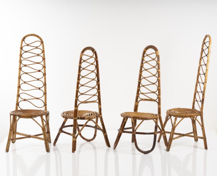 Hauptbild zu Objekt, Set of four wicker chairs, 1950s, Italien, 151B 389