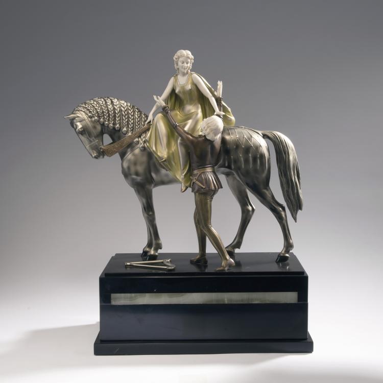 Hauptbild zu Objekt, 'Reiterin und S&auml;nger', um 1925, Otto Poertzel, Preiss & Kassler, Berlin, 150B 366
