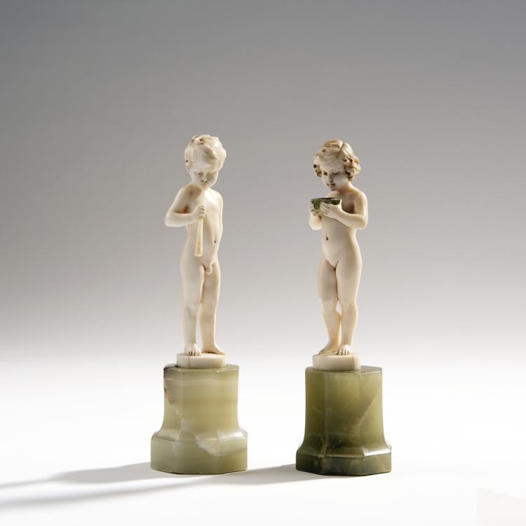 Hauptbild zu Objekt, 'Girl with Small Case' and 'Boy with Trumpet', pre-1914, Ferdinand Preiss, 150B 368