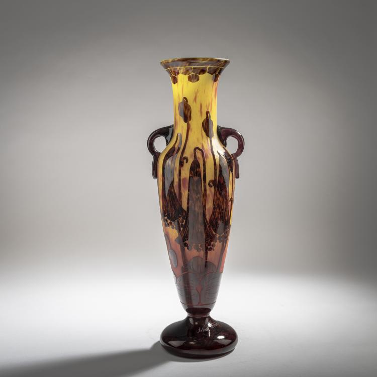 Hauptbild zu Objekt, Tall vase with handles 'Campanules', 1922-25, Schneider, Epinay-sur-Seine, 150B 243