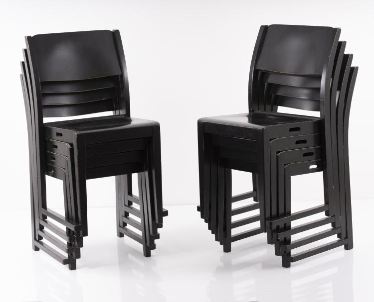 Hauptbild zu Objekt, Set of eight stacking chairs 'Orkesterstolen', 1932, Sven Markelius, Svenska M&ouml;belfabrikerna, Bodafors, 151B 270