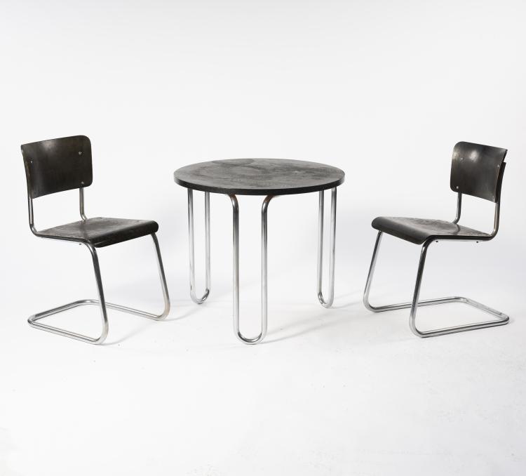 Hauptbild zu Objekt, Two chairs 'SM 1' and table 'DS', 1930s, Drabert Stahlm&ouml;bel-Fabrik, Minden, 151A 43