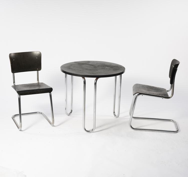 Bild 1 zu Objekt, Two chairs 'SM 1' and table 'DS', 1930s, Drabert Stahlm&ouml;bel-Fabrik, Minden, 151A 43