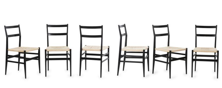 Hauptbild zu Objekt, Set of six 'Leggera' side chairs, 1949/50, Gio Ponti, Cassina, Mailand, 151B 297