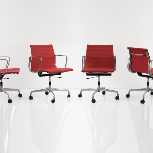 Set of four 'Aluminium Group' desk chairs, 1958