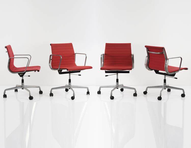Hauptbild zu Objekt, Set of four 'Aluminium Group' desk chairs, 1958, Charles Eames,Ray Eames, ICF, Cadsana; Miller, Herman, Zeeland, 151B 381