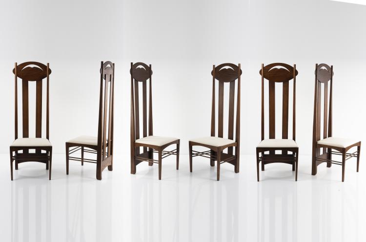 Hauptbild zu Objekt, Set of six 'Argyle' chairs, 1897, Charles Rennie Mackintosh, Cassina, Mailand (zugeschrieben), 151B 247