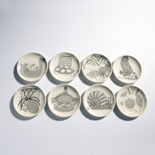 Set of eight 'Banca Unione' plates, 1970s