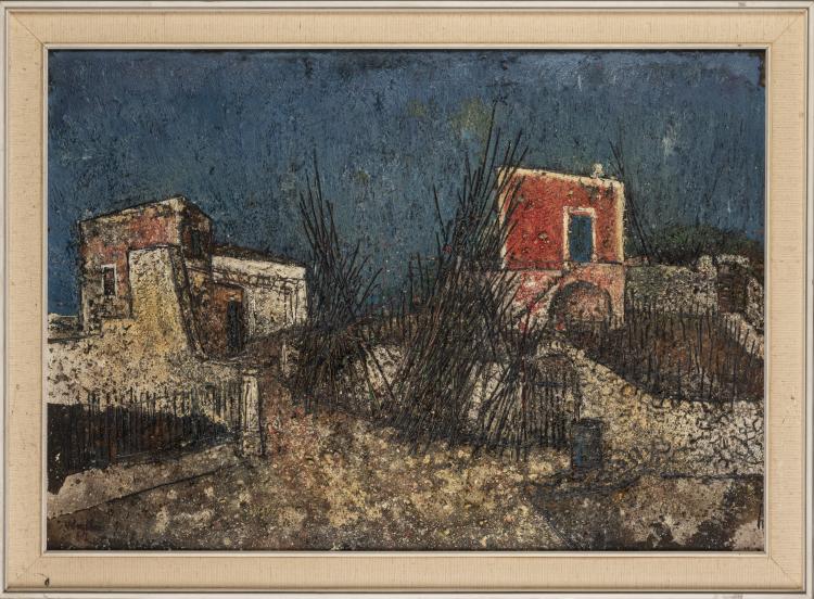 Hauptbild zu Objekt, Untitled (Mediterranean landscape with two houses), 1960s, 151A 245