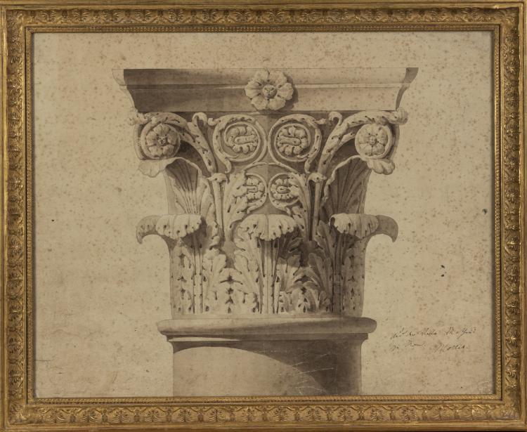 Hauptbild zu Objekt, Untitled (Architectural drawing with Corinthian capital from Villa Mattei, Rome), 19th century, 151A 243