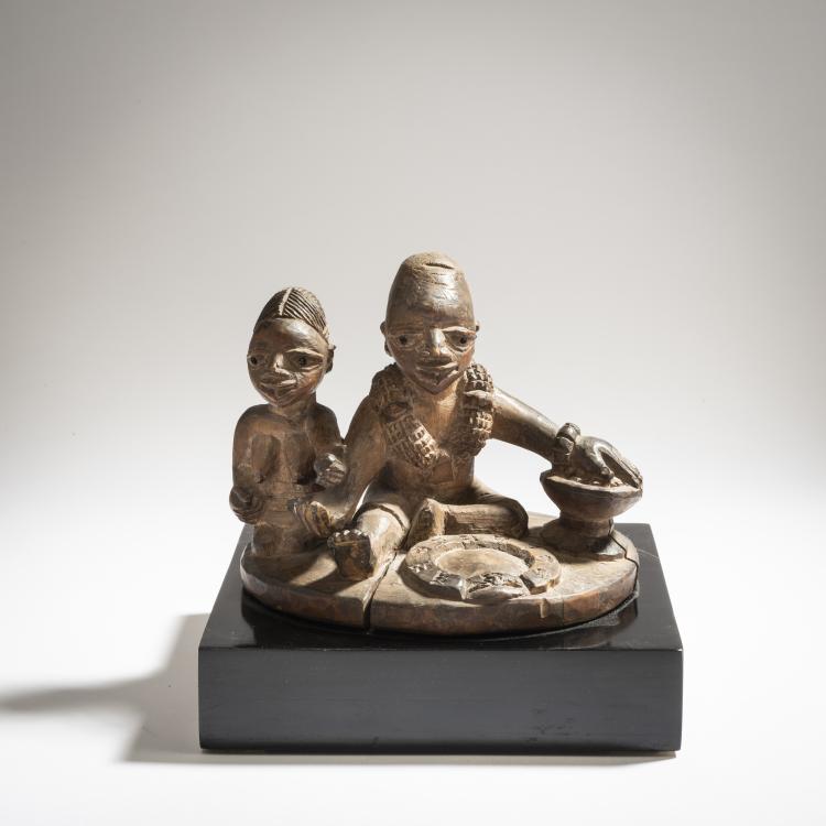 Hauptbild zu Objekt, Zwei Figuren mit Ife-Orakelbrett, Nigeria, 151C 851