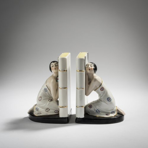 Pair of bookends with a female figure, c. 1928
