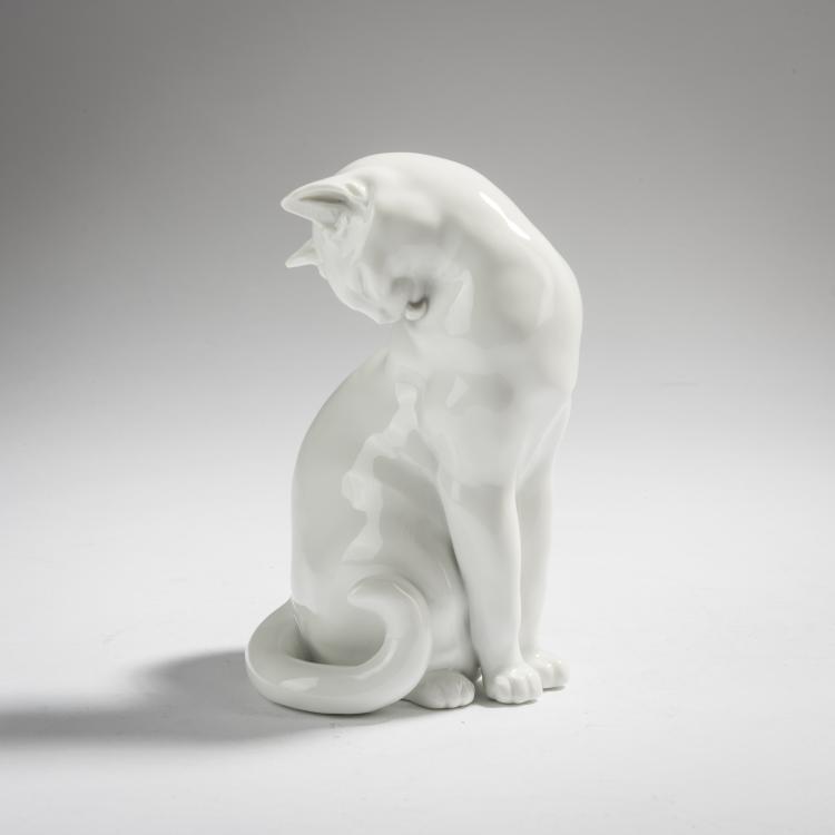 Hauptbild zu Objekt, Sitting cat, 1934, Robert Ullmann, Augarten Wien, 153C 516