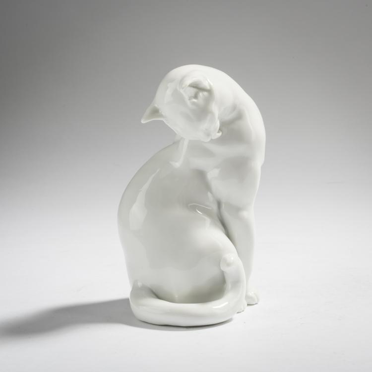 Bild 1 zu Objekt, Sitting cat, 1934, Robert Ullmann, Augarten Wien, 153C 516