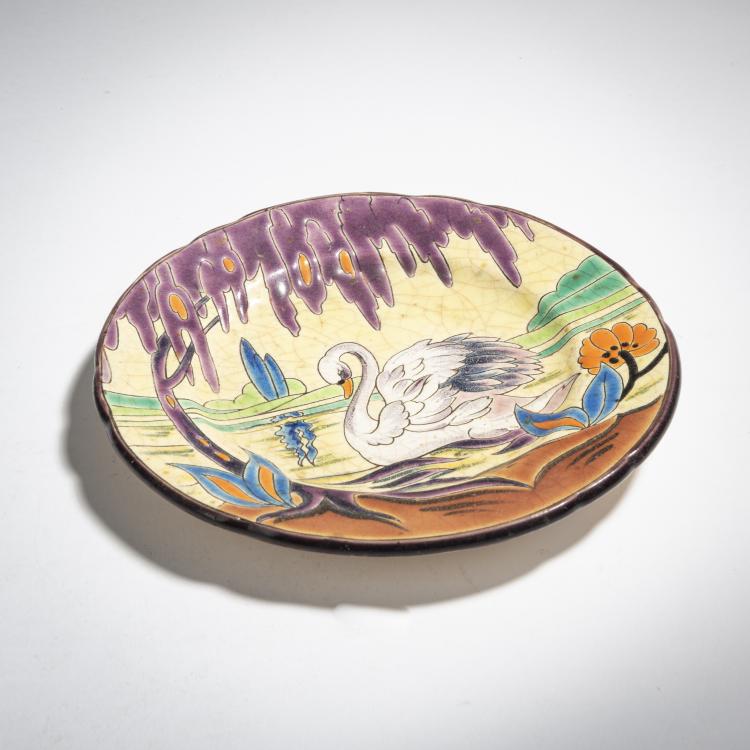 Bild 2 zu Objekt, Decorative plate 'Swan', c. 1925, Longwy, Soci&eacute;t&eacute; des Faienceries de, 153C 505