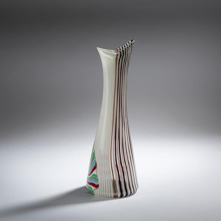 Hauptbild zu Objekt, 'Filigrana semplice a fascia bianca nera' vase, 1954, Dino Martens, Toso, Aureliano, Murano, 152C 832