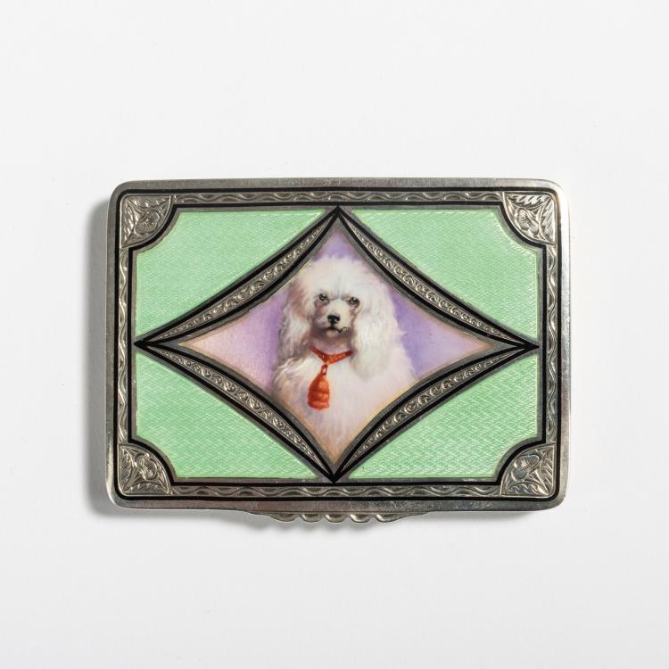 Hauptbild zu Objekt, Business card case with poodle, c. 1925, &Ouml;sterreich, 153C 726