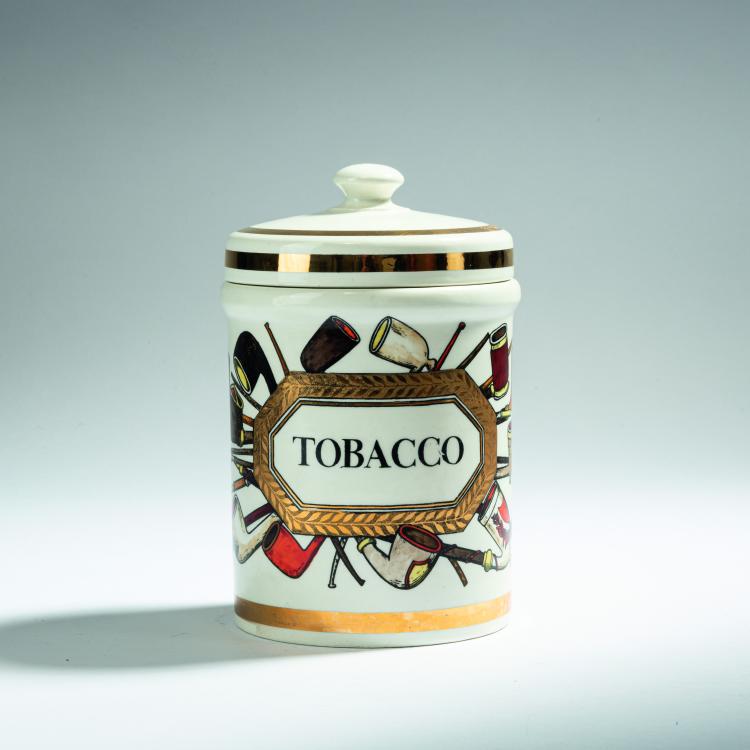 Hauptbild zu Objekt, Deckeldose 'Tobacco', 1960er Jahre, Piero Fornasetti, Fornasetti, Mailand, 152A 220