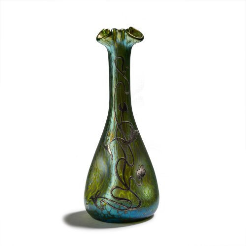 'Papillon' vase with galvanic silver overlay, 1900